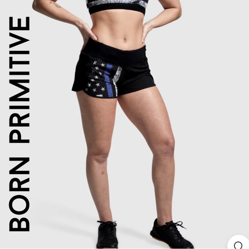 Born Primitive Black and Blue Athletic Shorts